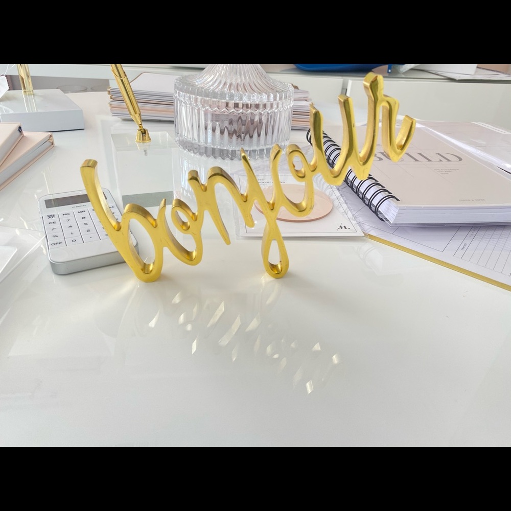 Bonjour Gold Metal Sign